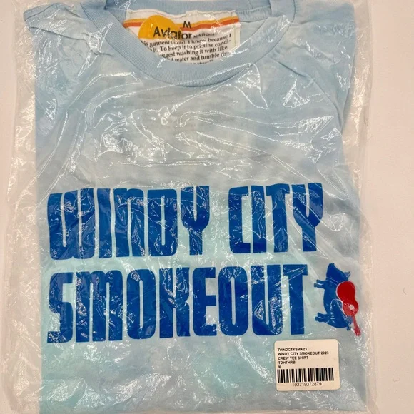 NWT Aviator Nation Windy City Smokeout Festival Heathered Blue Tee